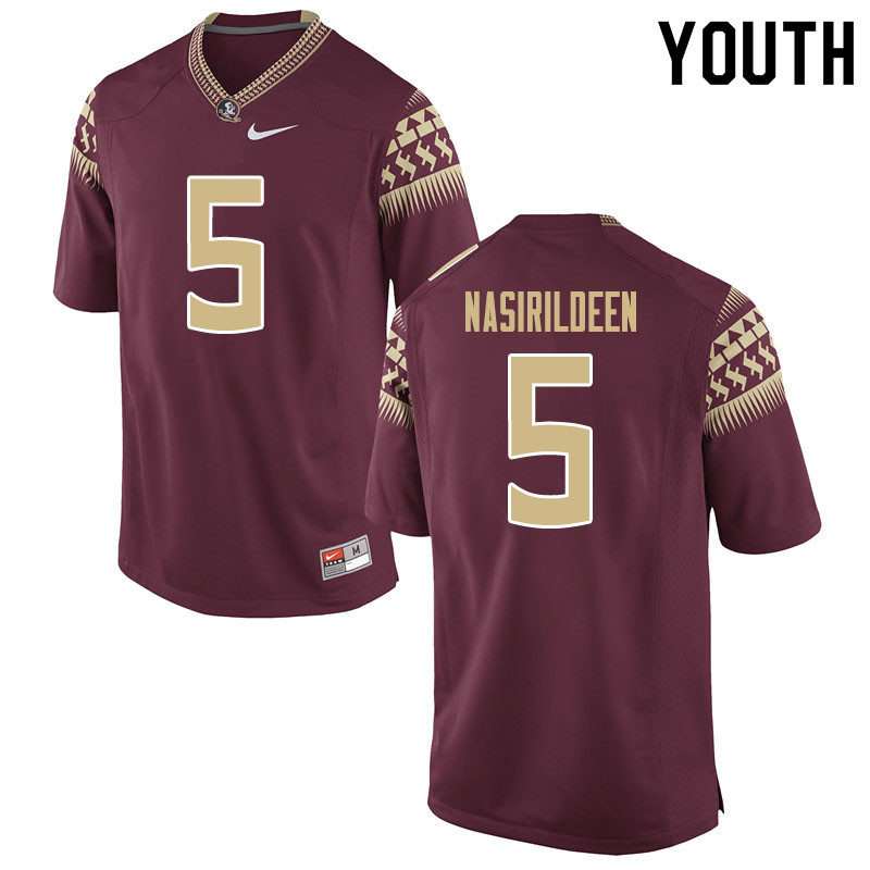 Youth #5 Hamsah Nasirildeen Florida State Seminoles College Football Jerseys Sale-Garnet - Click Image to Close